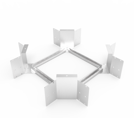 Кабельрост угловой  с R=100 мм крестообразный горизонтальный РУ1КГ.400.200.100.1,5.2