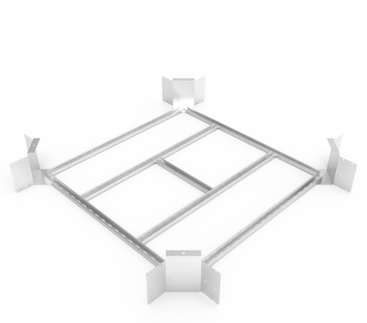 Кабельрост угловой  с R=100 мм крестообразный горизонтальный РУ1КГ.1000.200.100.2.2