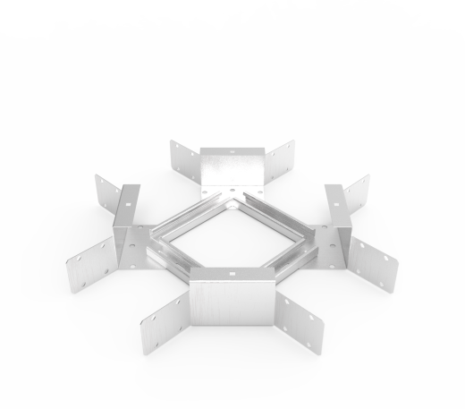 Кабельрост угловой  с R=100 мм крестообразный горизонтальный РУ1КГ.300.100.100.1,5.2