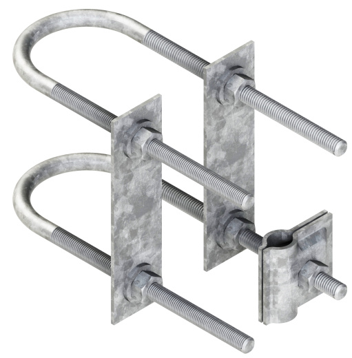 Аксессуары крепление фиксатор двойной шириной  70 мм, высотой 40 мм, длиной 140 мм, толщиной (диаметром) 8 мм с гальванопокрытием ЗАКФ2.70.40.140.8.14