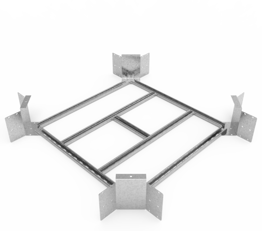Кабельрост угловой  с R=100 мм крестообразный горизонтальный РУ1КГ.800.200.100.1,5.1