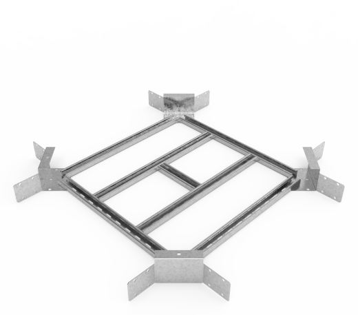 Кабельрост угловой  с R=100 мм крестообразный горизонтальный РУ1КГ.700.100.100.2,5.1