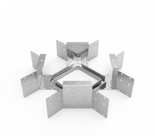 Кабельрост угловой  с R=100 мм крестообразный горизонтальный РУ1КГ.200.150.100.1,5.1